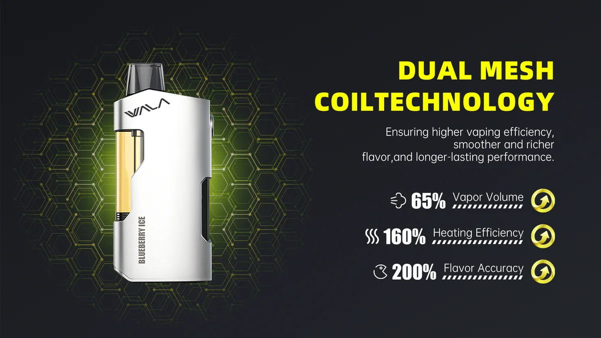 WALA YO 18000 dual mesh coil technology 65% vapour 160% heating 200% flavour